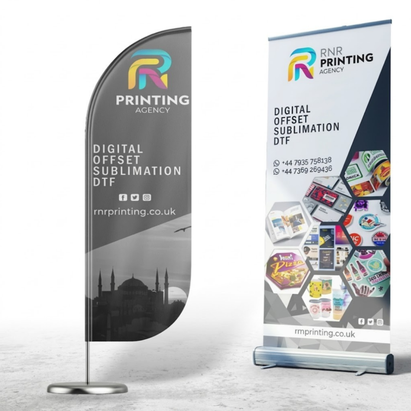 Branded Event Display Bundle – Feather Flag & Roller Banner Set for Promotions