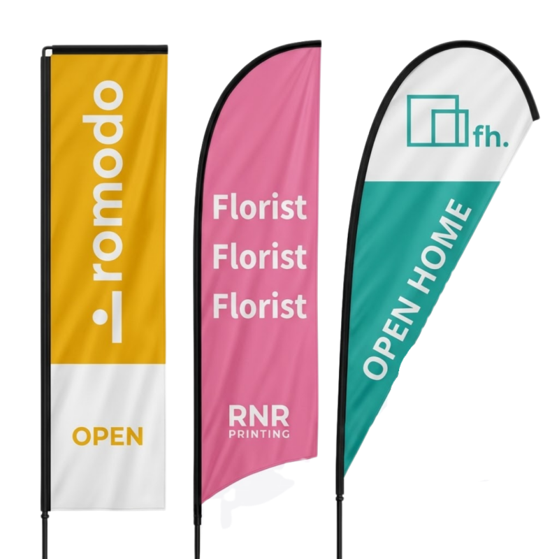 Custom Feather & Teardrop Flag Banners – High-Visibility Outdoor Advertising