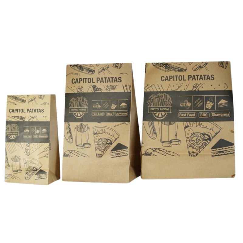 Custom Printed Kraft Paper Takeaway Bags – Fast Food Packaging